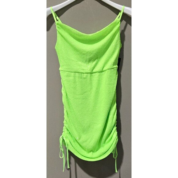 Wild Fable Lime Green Sequin Accent Ruched Side Bodycon Mini Dress - Picture 2 of 11